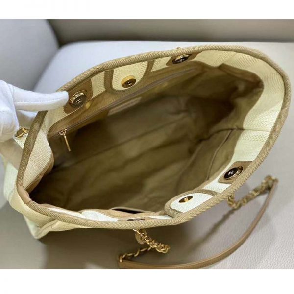 Chanel Women Shopping Bag in Mixed Fibers-Beige (7)