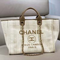 Chanel Women Shopping Bag in Mixed Fibers-Beige