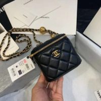 Chanel Women Small Classic Box with Chain in Lambskin-Black