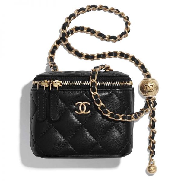 Chanel Women Small Classic Box with Chain in Lambskin-Black