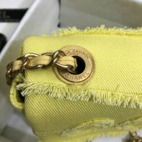 Chanel Women Small Flap Bag Denim & Gold-Tone Metal-Yellow