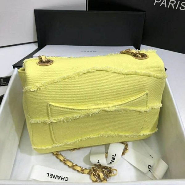 Chanel Women Small Flap Bag Denim & Gold-Tone Metal-Yellow (6)