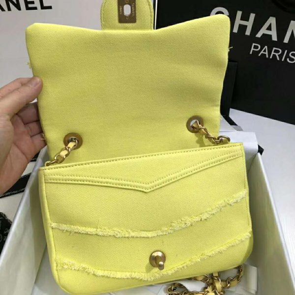 Chanel Women Small Flap Bag Denim & Gold-Tone Metal-Yellow (7)