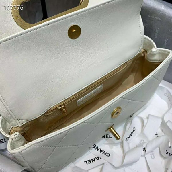 Chanel Women Small Flap Bag in Lambskin Leather-White (11)