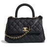 Chanel Women Small Flap Bag with Top Handle Grained Calfskin-Black