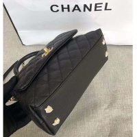 Chanel Women Small Flap Bag with Top Handle Grained Calfskin-Black