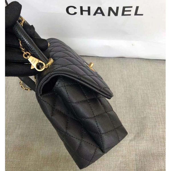 Chanel Women Small Flap Bag with Top Handle Grained Calfskin-Black (4)