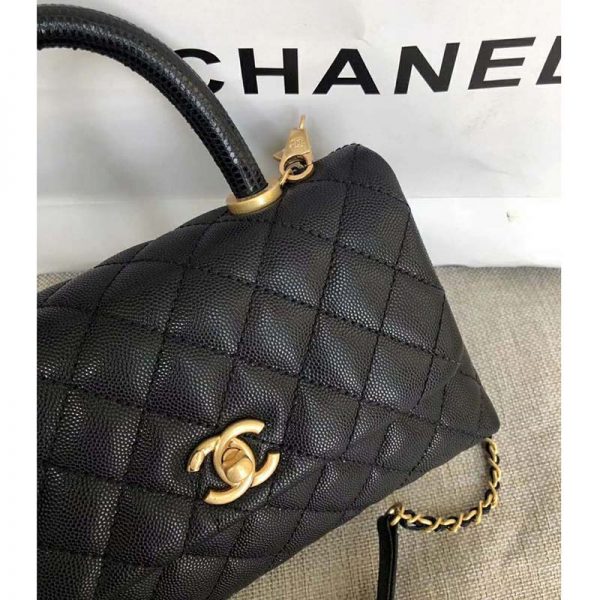 Chanel Women Small Flap Bag with Top Handle Grained Calfskin-Black (7)