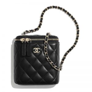 Chanel Women Small Mini Vanity with Classic Chain Lambskin-Black