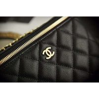 Chanel Women Small Vanity with Classic Chain Grained Calfskin Leather