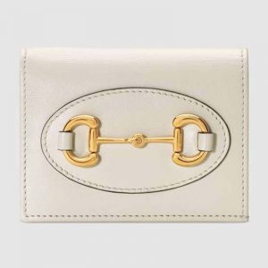 Gucci GG Unisex Gucci 1955 Horsebit Card Case Wallet Leather-White