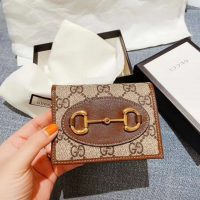 Gucci GG Unisex Gucci 1955 Horsebit Card Case Wallet Supreme Canvas