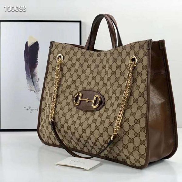 Gucci GG Unisex Gucci 1955 Horsebit Large Tote Bag-Brown (4)