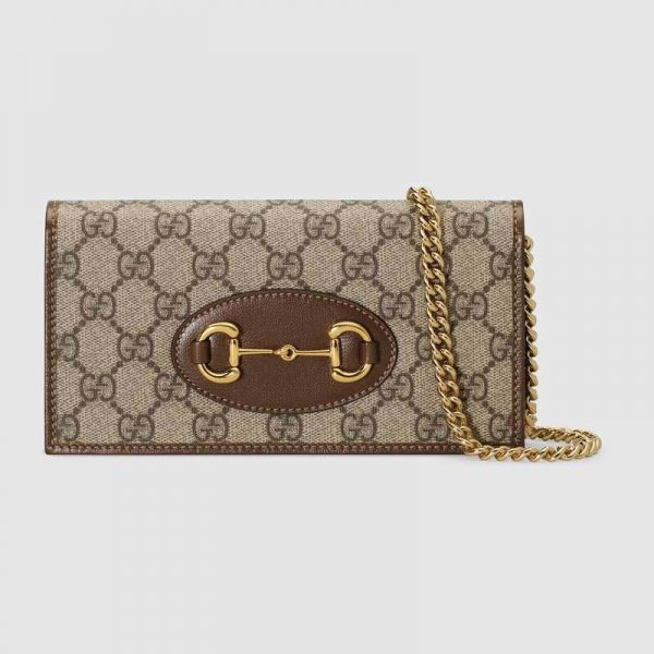 Gucci GG Unisex Gucci 1955 Horsebit Wallet with Chain-Brown