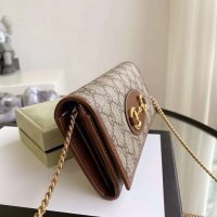 Gucci GG Unisex Gucci 1955 Horsebit Wallet with Chain-Brown