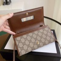 Gucci GG Unisex Gucci 1955 Horsebit Wallet with Chain-Brown