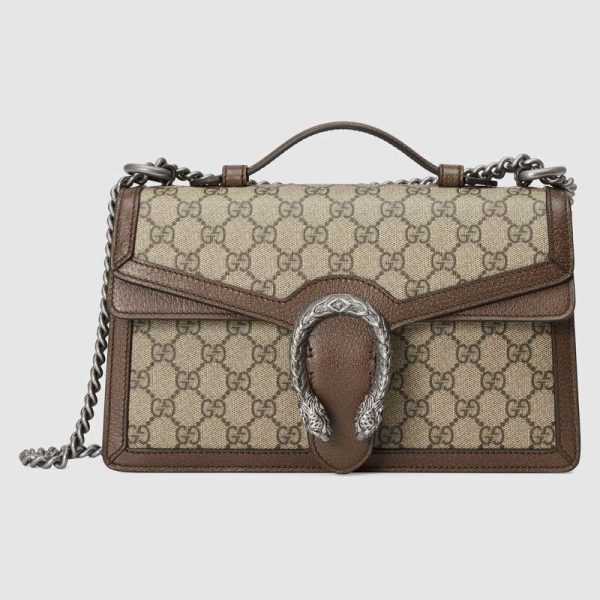 Gucci GG Women Dionysus GG Top Handle Bag Beige Supreme Canvas