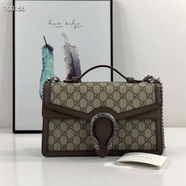 Gucci GG Women Dionysus GG Top Handle Bag Beige Supreme Canvas (7)