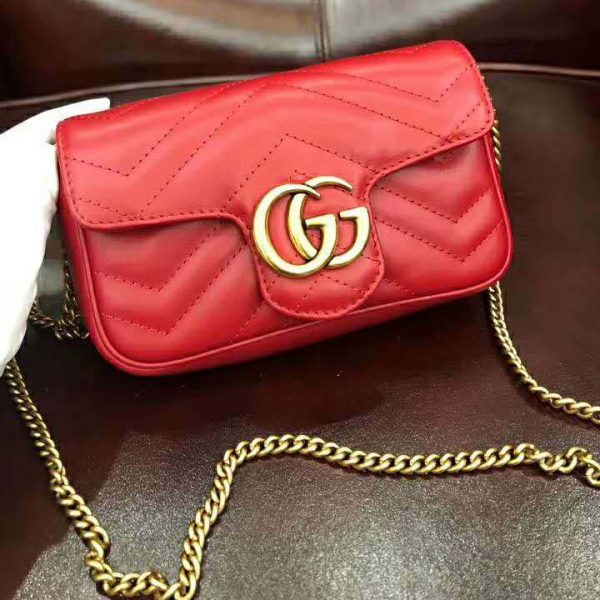 Gucci GG Women GG Marmont Matelassé Leather Super Mini Bag-Red (3)