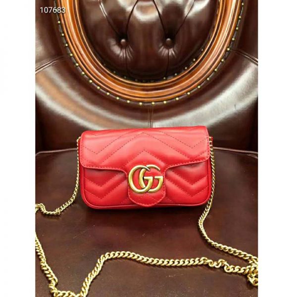 Gucci GG Women GG Marmont Matelassé Leather Super Mini Bag-Red (4)