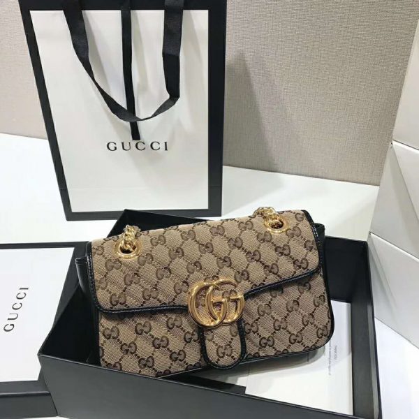 Gucci GG Women GG Marmont Mini Bag Beige Original Canvas (5)