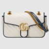 Gucci GG Women GG Marmont Small Shoulder Bag White Diagonal Matelassé Quilted