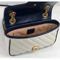 Gucci GG Women GG Marmont Small Shoulder Bag White Diagonal Matelassé Quilted