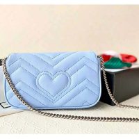 Gucci GG Women GG Marmont Super Mini Bag Blue Matelassé Chevron