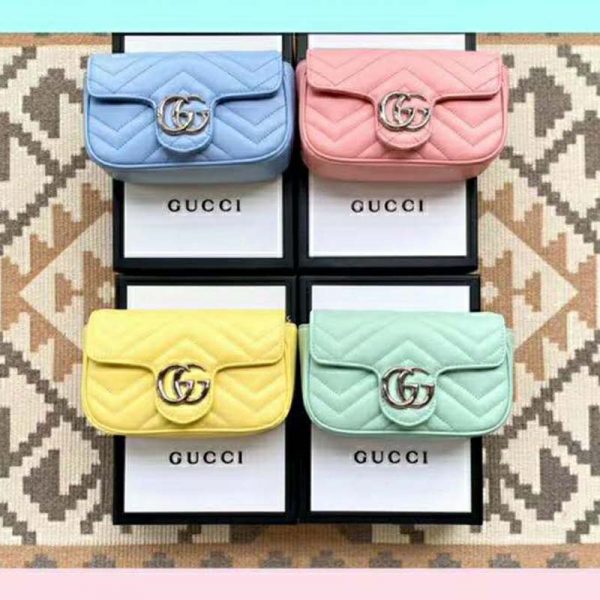 Gucci GG Women GG Marmont Super Mini Bag Blue Matelassé Chevron (11)