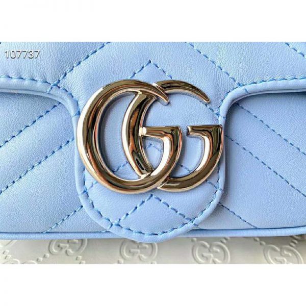 Gucci GG Women GG Marmont Super Mini Bag Blue Matelassé Chevron (3)