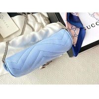 Gucci GG Women GG Marmont Super Mini Bag Blue Matelassé Chevron