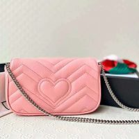 Gucci GG Women GG Marmont Super Mini Bag Pink Matelassé Chevron