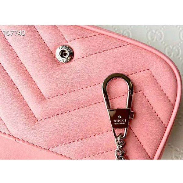 Gucci GG Women GG Marmont Super Mini Bag Pink Matelassé Chevron (8)
