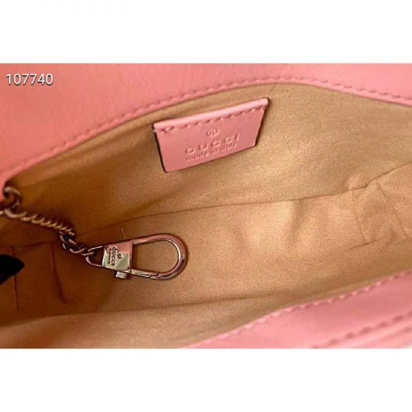 Gucci GG Women GG Marmont Super Mini Bag Pink Matelassé Chevron (9)