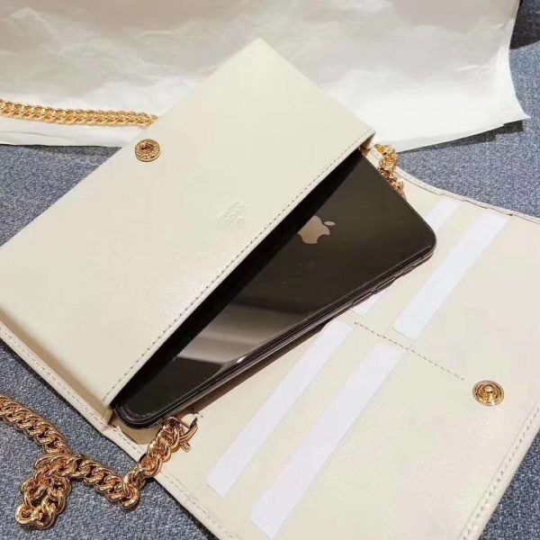 Gucci GG Women Gucci 1955 Horsebit Wallet with Chain-White (10)