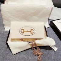 Gucci GG Women Gucci 1955 Horsebit Wallet with Chain-Whitet Wallet with Chain-White (1)