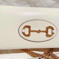 Gucci GG Women Gucci 1955 Horsebit Wallet with Chain-Whitet Wallet with Chain-White (1)