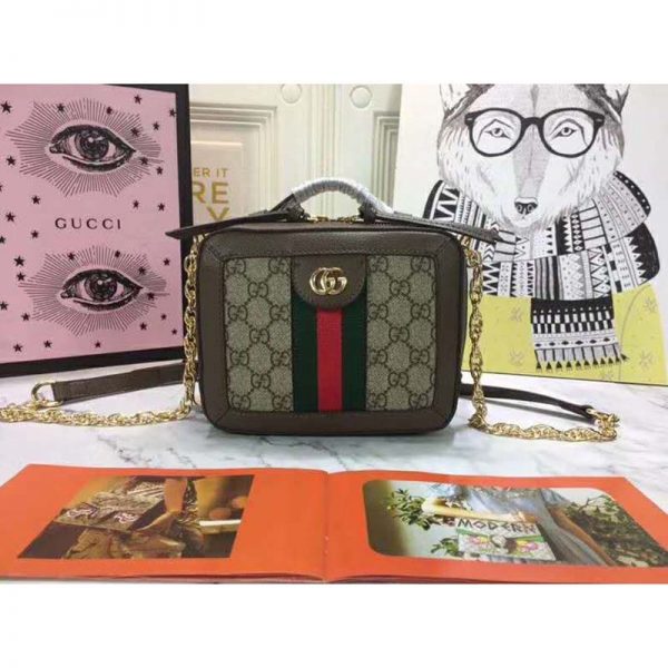 Gucci GG Women Ophidia GG Mini Shoulder Bag BeigeEbony Supreme (3)