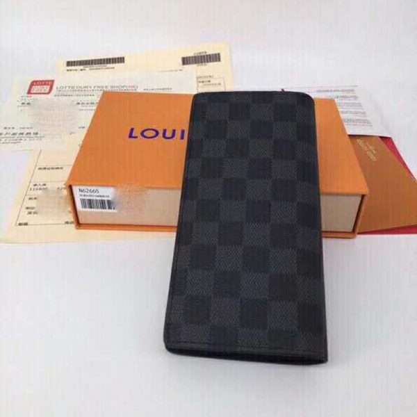 Louis Vuitton LV Unisex Brazza Wallet Damier Infini Onyx Silver Leather (2)