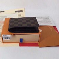 Louis Vuitton LV Unisex Multiple Wallet Damier Ebène Canvas-Brown