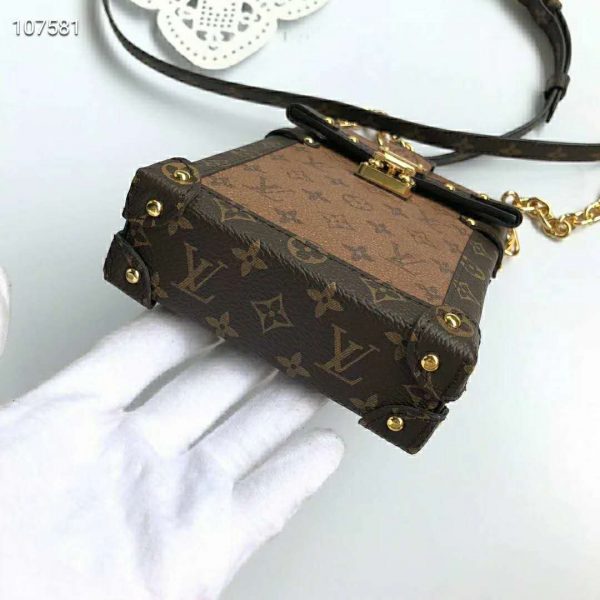 Louis Vuitton LV Unisex Vertical Trunk Pochette Monogram Coated Canvas-Brown (10)