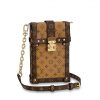 Louis Vuitton LV Unisex Vertical Trunk Pochette Monogram Coated Canvas-Brown