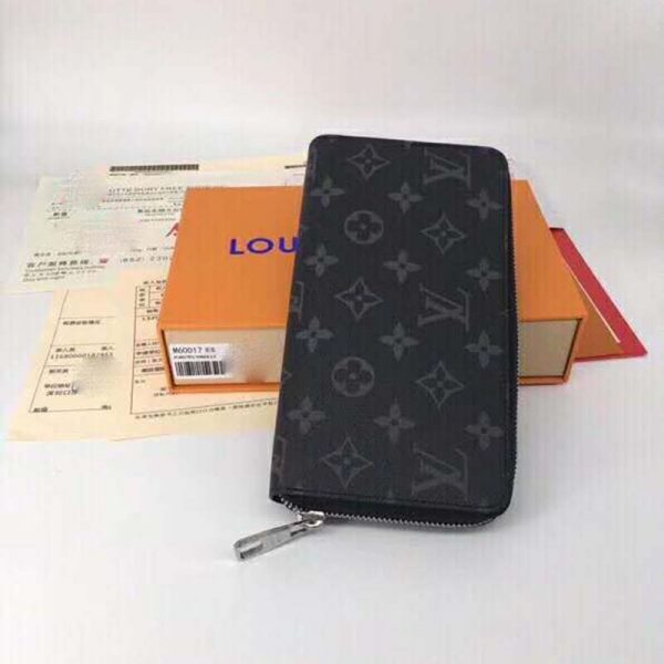 Louis Vuitton LV Unisex Zippy Vertical Wallet Monogram Eclipse Canvas (2)