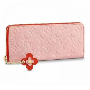 Louis Vuitton LV Women Clémence Wallet Monogram Empreinte Leather-Pink