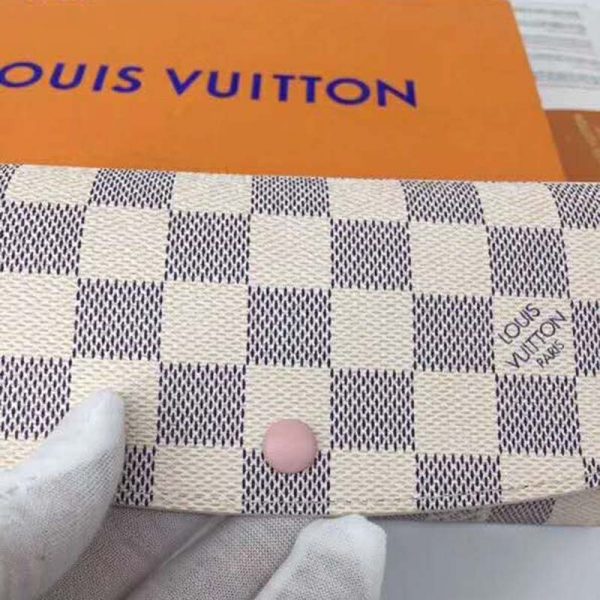 Louis Vuitton LV Women Emilie Wallet Damier Azur Canvas-Pink (3)