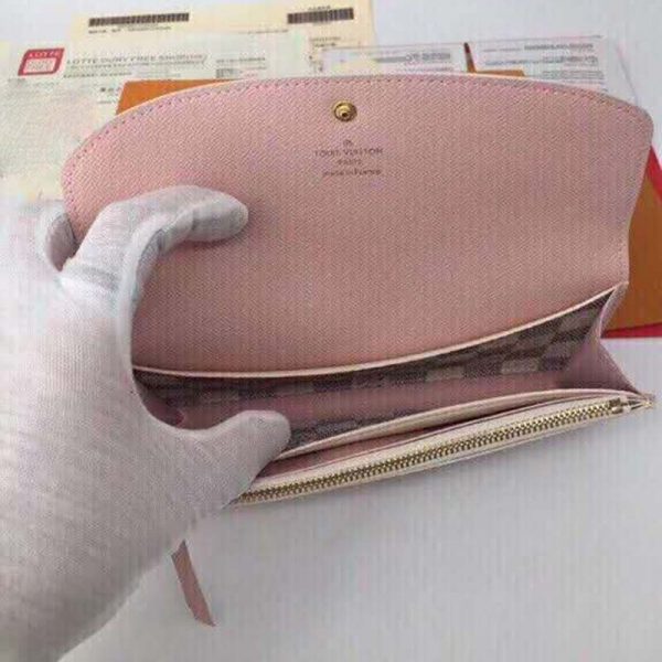 Louis Vuitton LV Women Emilie Wallet Damier Azur Canvas-Pink (9)