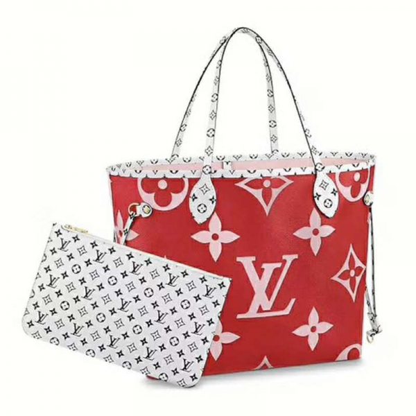 Louis Vuitton LV Women Neverfull MM Bag Monogram Canvas-Red