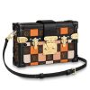 Louis Vuitton LV Women Petite Malle Handbag in Calfskin Leather-Brown