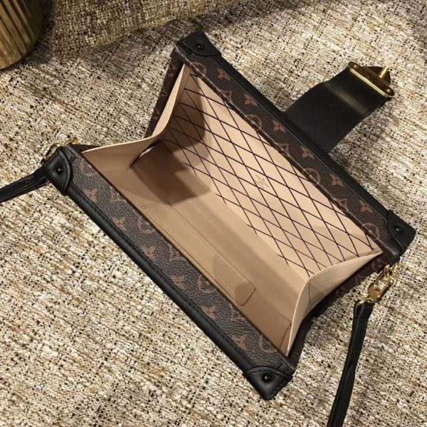 Louis Vuitton LV Women Petite Malle Handbag in Calfskin Leather-Brown (10)