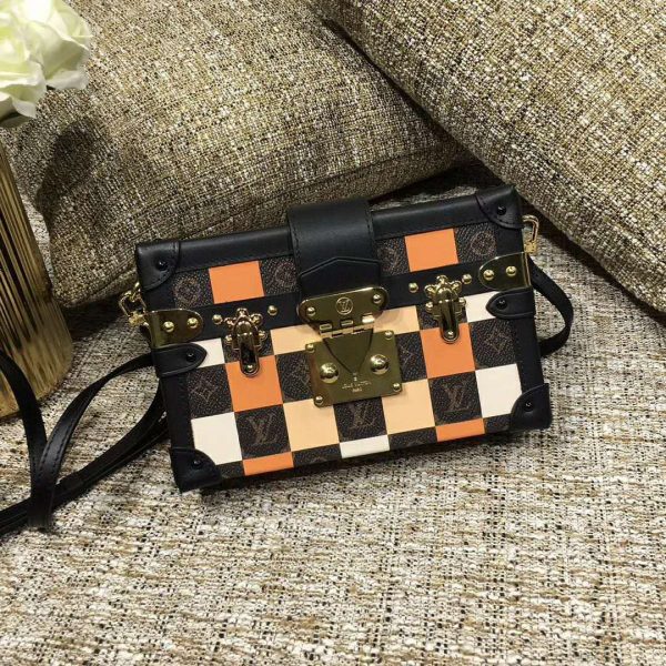 Louis Vuitton LV Women Petite Malle Handbag in Calfskin Leather-Brown (3)